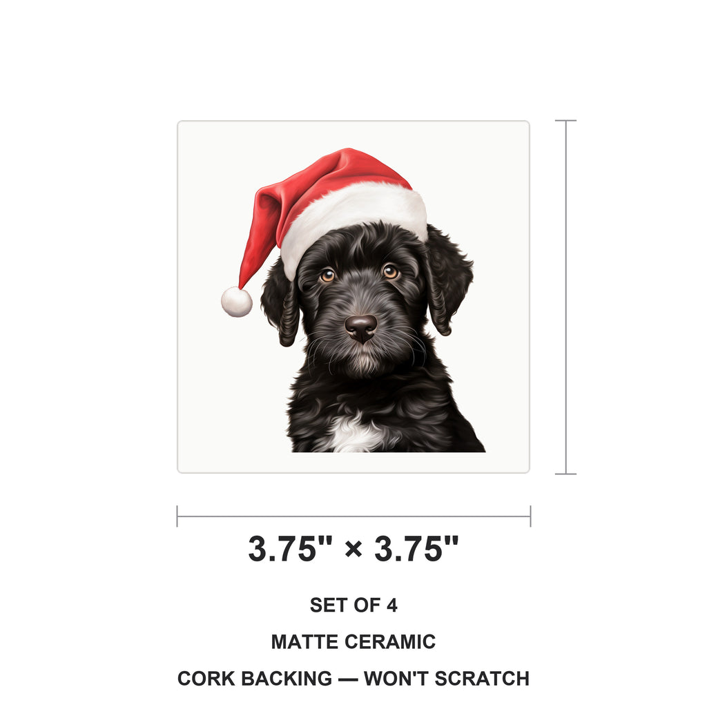 Portuguese Water Dog Puppy Drawing ceramic coasters set of 4, size 3.75 inches