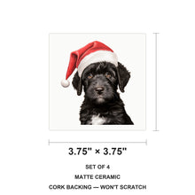 Portuguese Water Dog Puppy Drawing ceramic coasters set of 4, size 3.75 inches