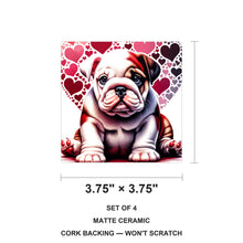 Bulldog ceramic coasters set of 4, size 3.75 inches