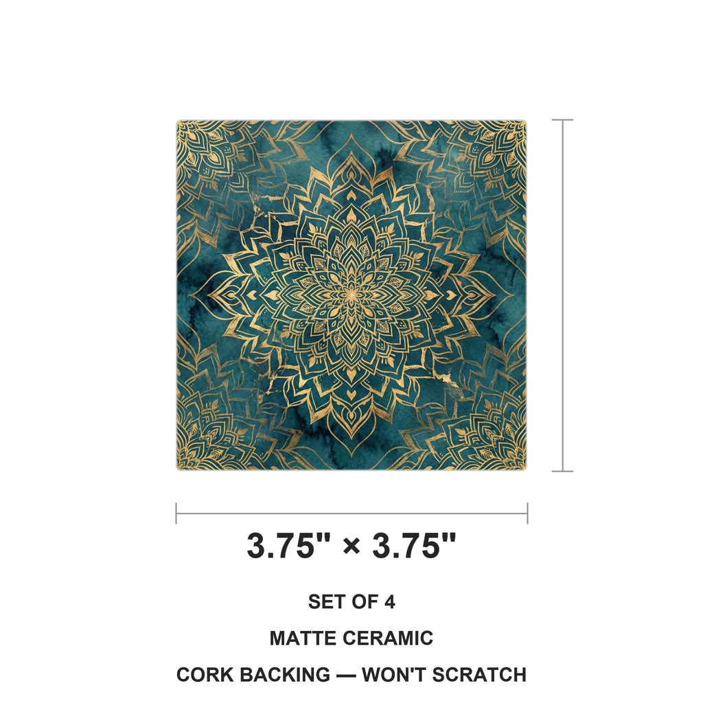 Mandala ceramic coasters set of 4, size 3.75 inches