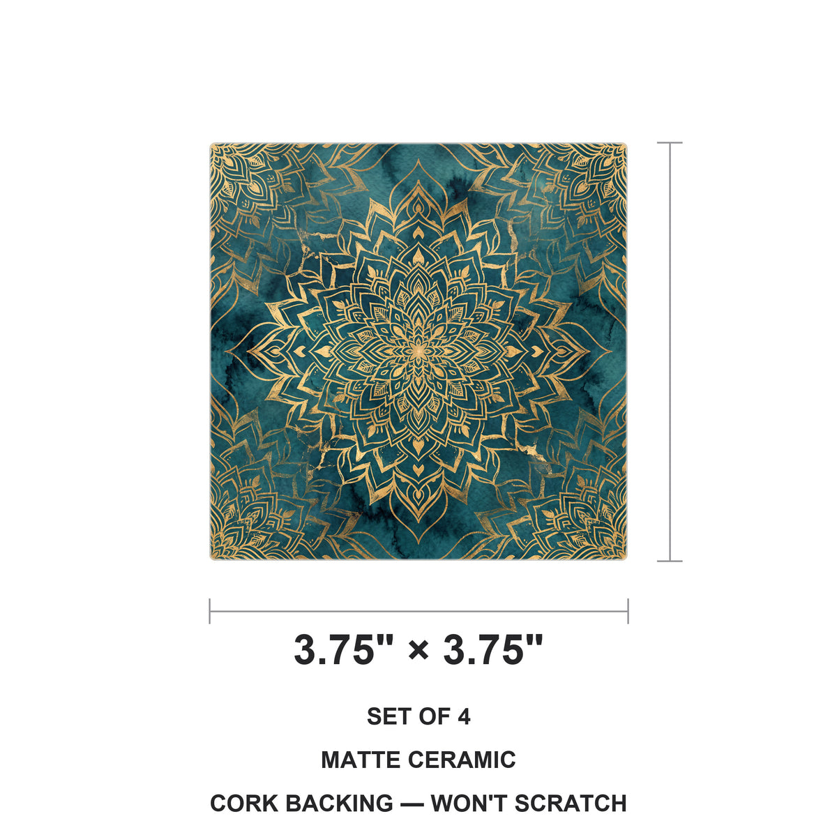 Mandala ceramic coasters set of 4, size 3.75 inches