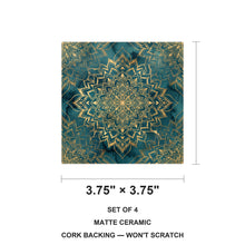 Mandala ceramic coasters set of 4, size 3.75 inches