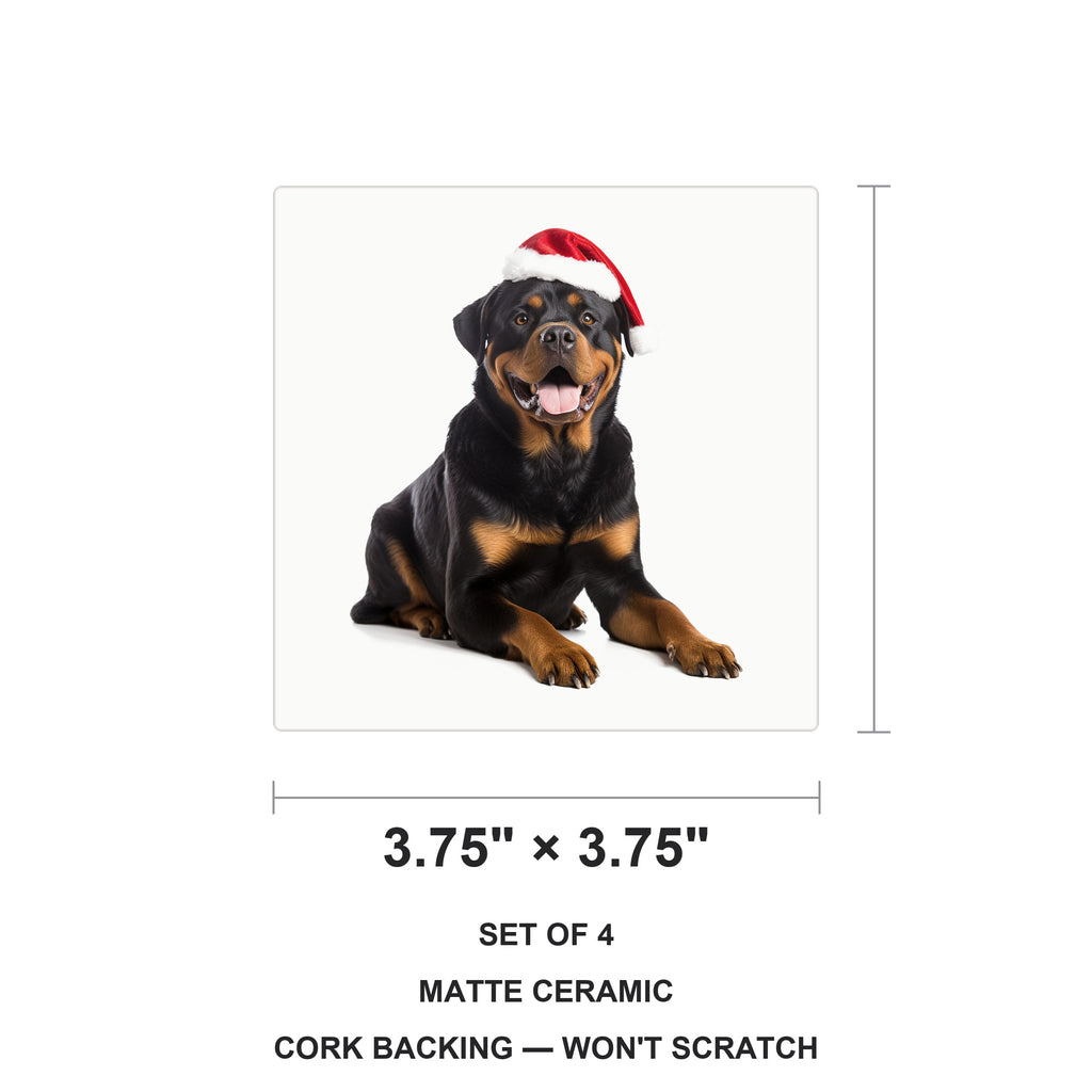Rottweiler ceramic coasters set of 4, size 3.75 inches