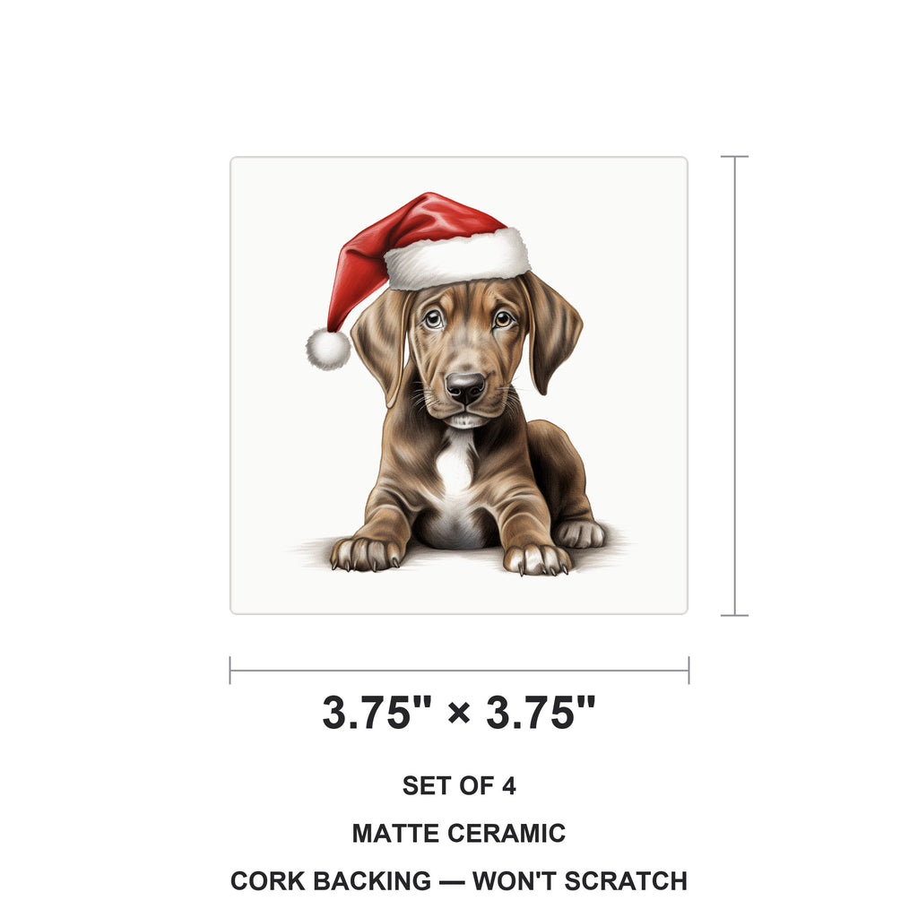 Plott Hound Puppy Drawing ceramic coasters set of 4, size 3.75 inches