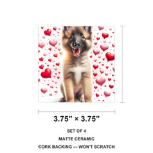 Belgian Tervuren ceramic coasters set of 4, size 3.75 inches