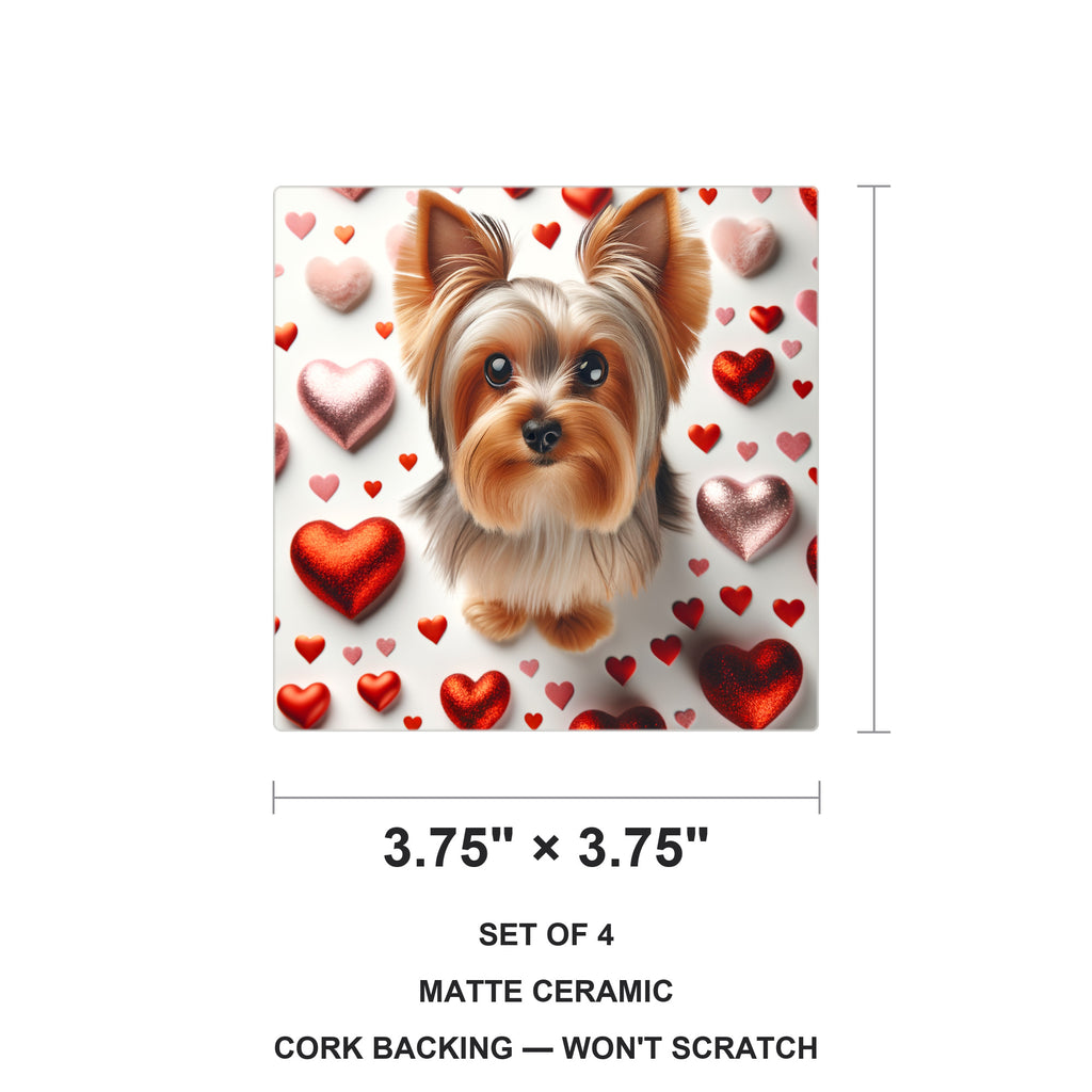 Yorkshire Terrier ceramic coasters set of 4, size 3.75 inches