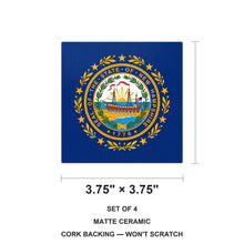 New Hampshire State Flag ceramic coasters set of 4, size 3.75 inches