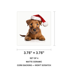 Irish Terrier Puppy ceramic coasters set of 4, size 3.75 inches