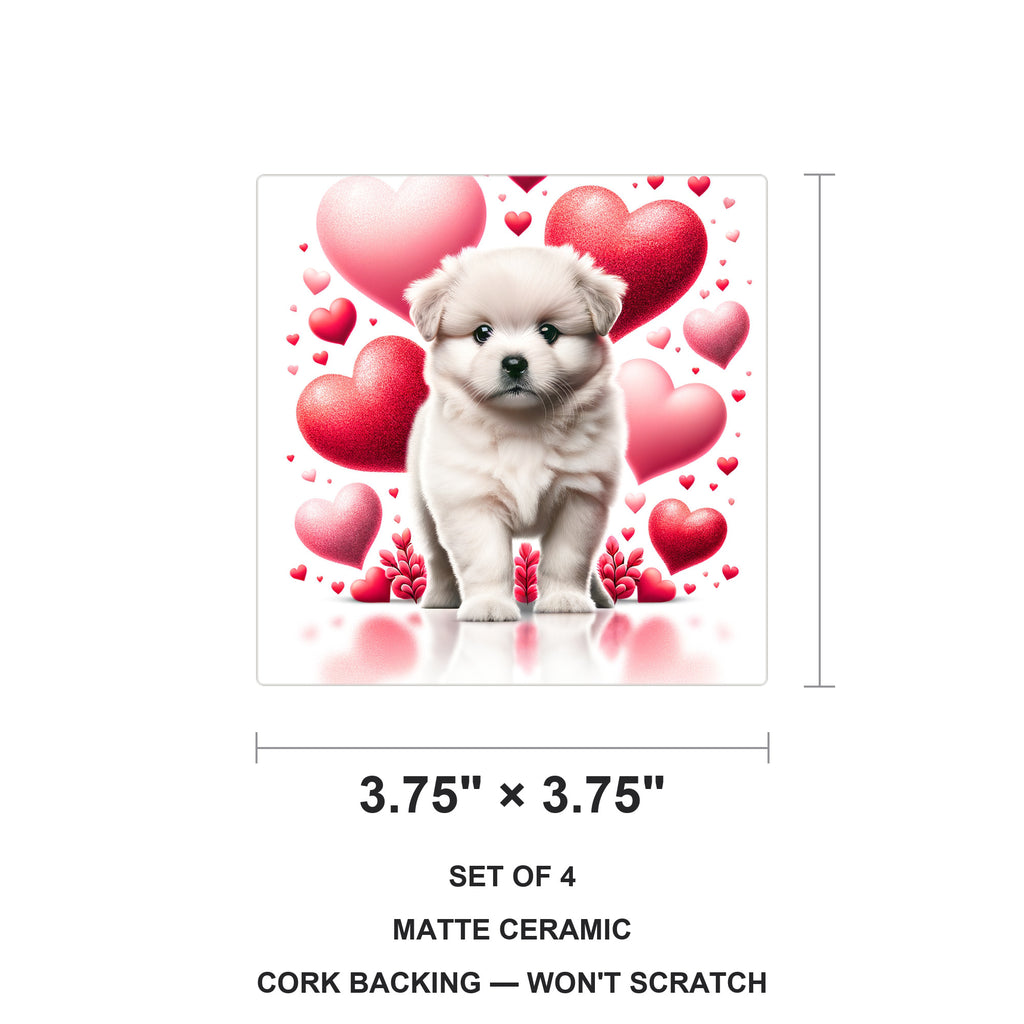 Samoyed ceramic coasters set of 4, size 3.75 inches