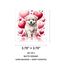 Samoyed ceramic coasters set of 4, size 3.75 inches