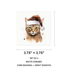 Havana Brown Cat ceramic coasters set of 4, size 3.75 inches