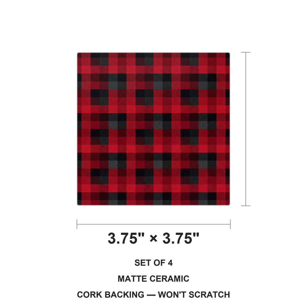Buffalo Plaid ceramic coasters set of 4, size 3.75 inches