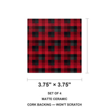 Buffalo Plaid ceramic coasters set of 4, size 3.75 inches