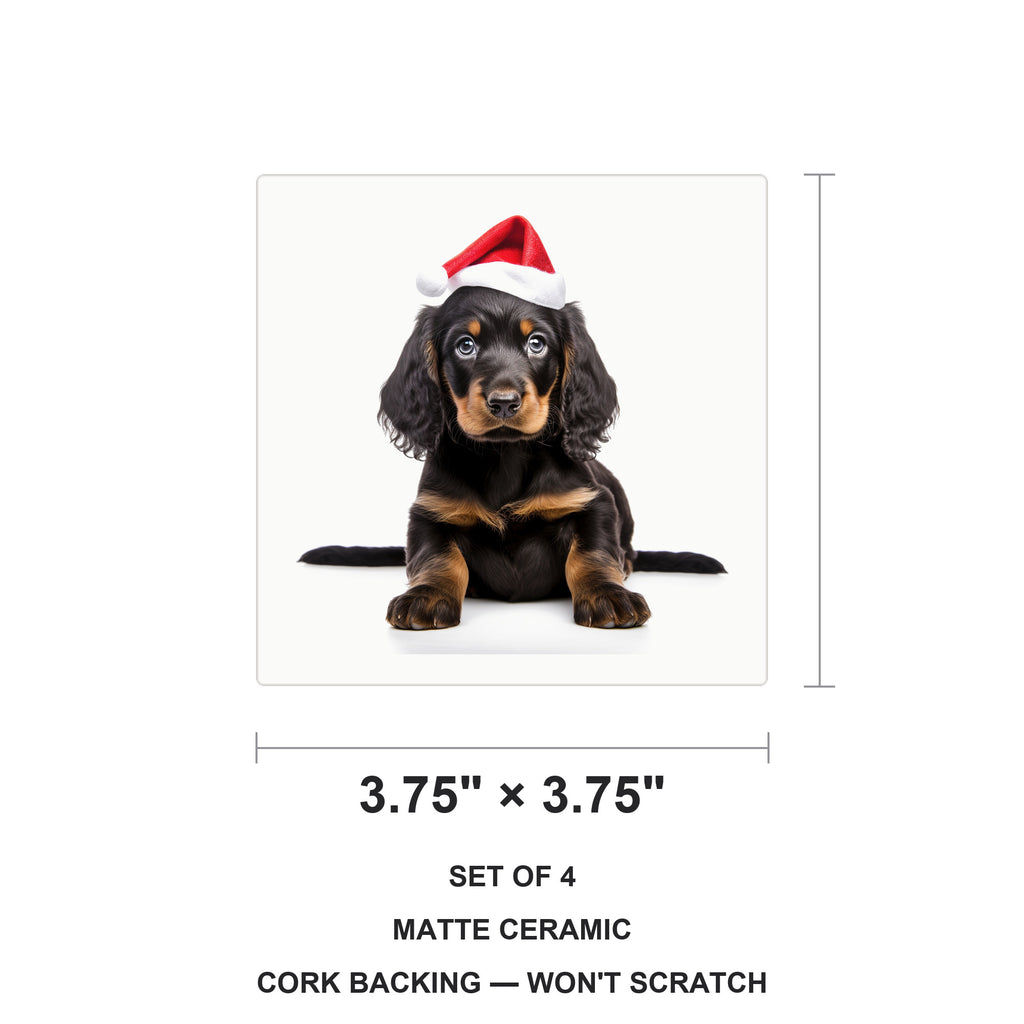 Gordon Setter Puppy ceramic coasters set of 4, size 3.75 inches