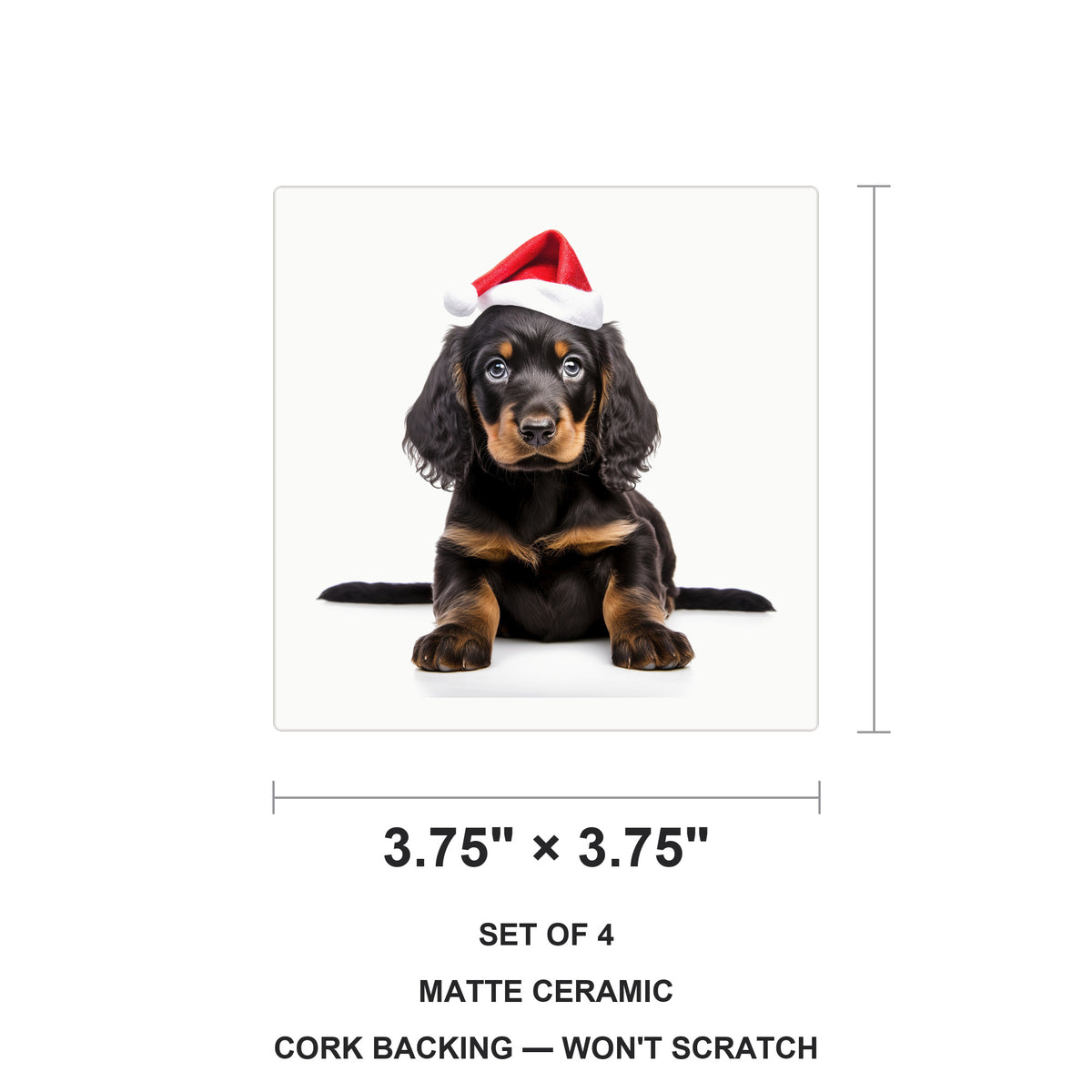 Gordon Setter Puppy ceramic coasters set of 4, size 3.75 inches