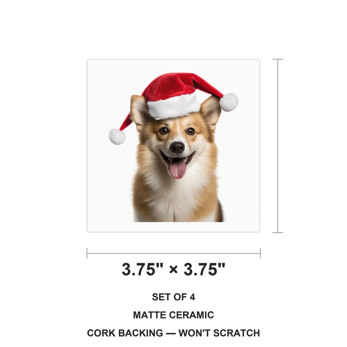 Icelandic Sheepdog ceramic coasters set of 4, size 3.75 inches