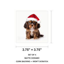 English Toy Spaniel Puppy ceramic coasters set of 4, size 3.75 inches