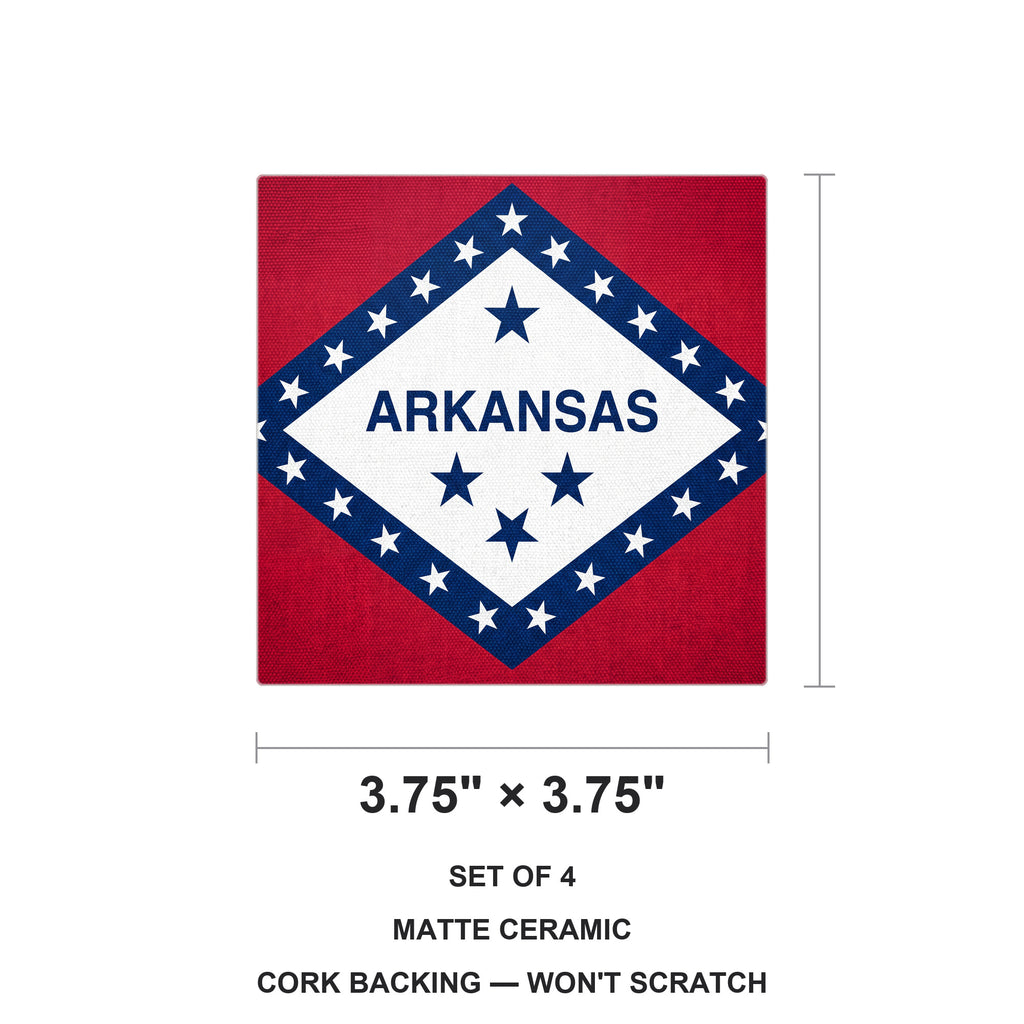 Arkansas State Flag ceramic coasters set of 4, size 3.75 inches