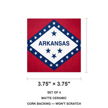 Arkansas State Flag ceramic coasters set of 4, size 3.75 inches