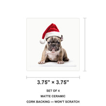 French Bulldog Puppy ceramic coasters set of 4, size 3.75 inches