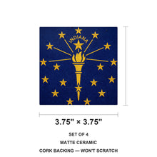 Indiana State Flag ceramic coasters set of 4, size 3.75 inches
