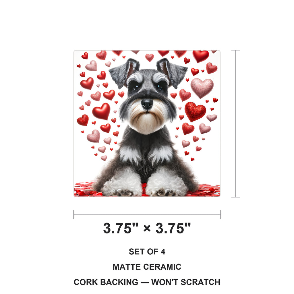 Miniature Schnauzer ceramic coasters set of 4, size 3.75 inches