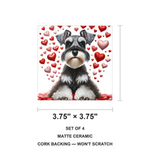 Miniature Schnauzer ceramic coasters set of 4, size 3.75 inches