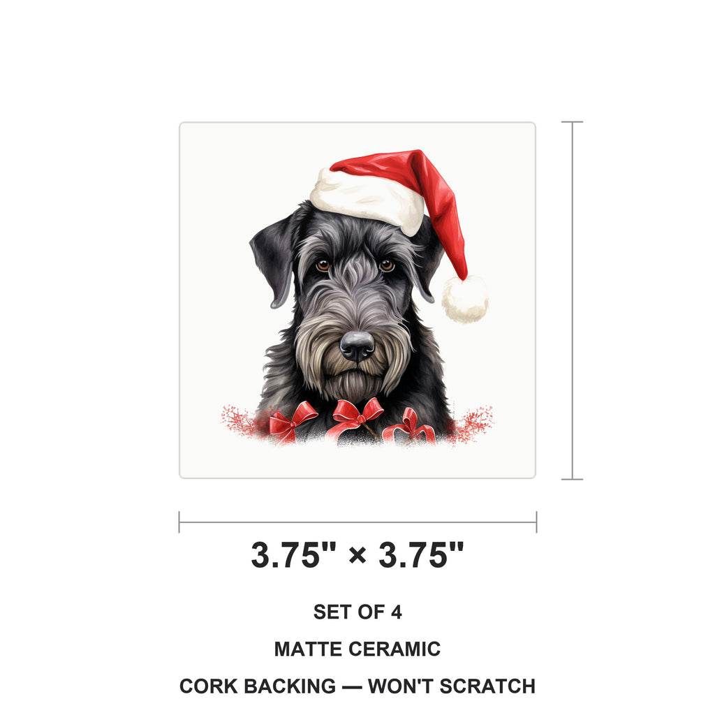 Giant Schnauzer Puppy Drawing ceramic coasters set of 4, size 3.75 inches