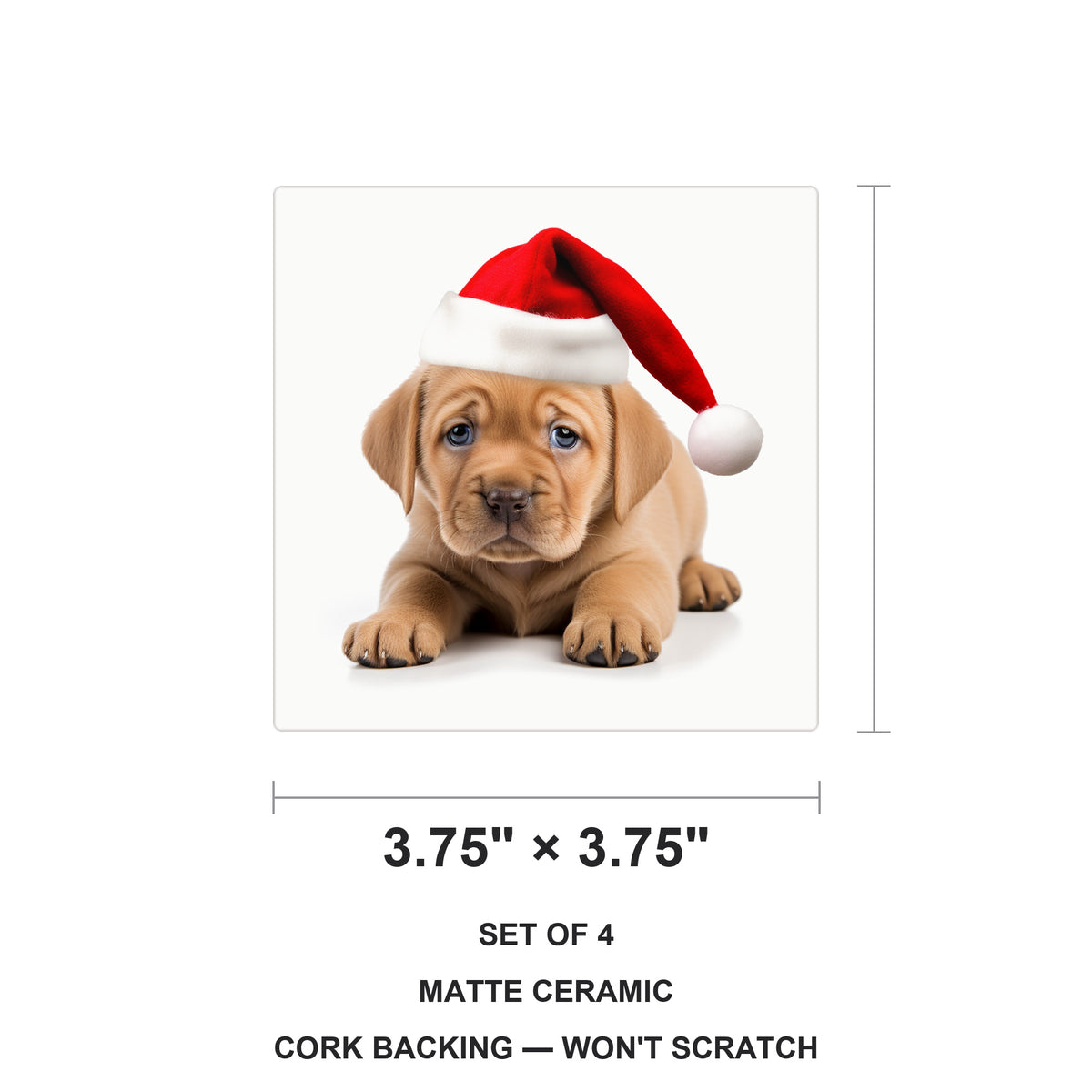Pulik Puppy ceramic coasters set of 4, size 3.75 inches
