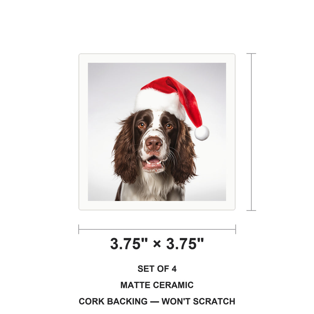 English Springer Spaniel ceramic coasters set of 4, size 3.75 inches