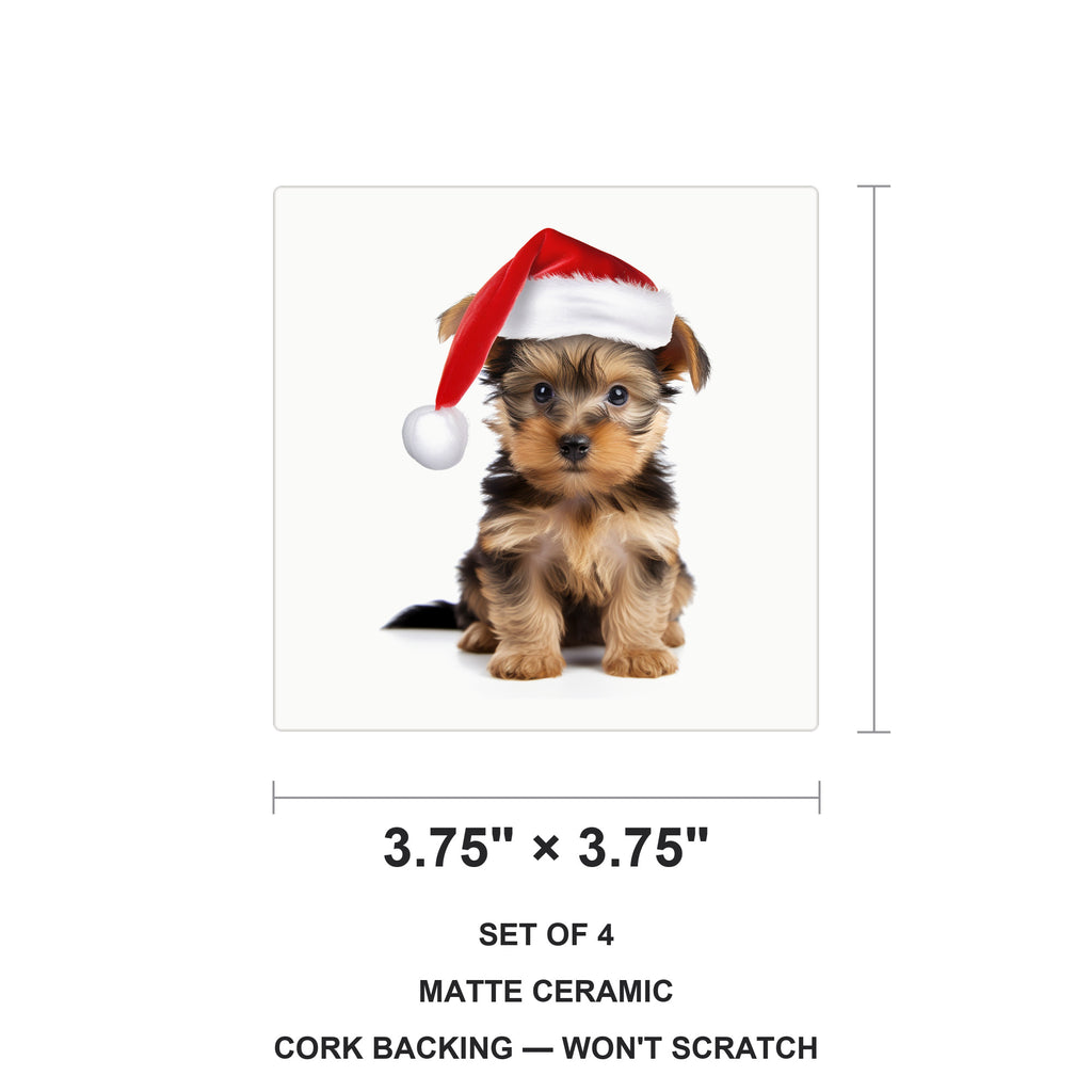 Silky Terrier Puppy ceramic coasters set of 4, size 3.75 inches