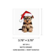 Silky Terrier Puppy ceramic coasters set of 4, size 3.75 inches