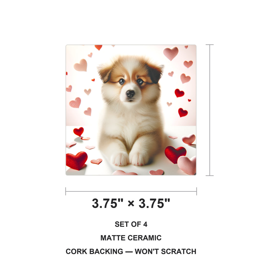 Pomeranian ceramic coasters set of 4, size 3.75 inches