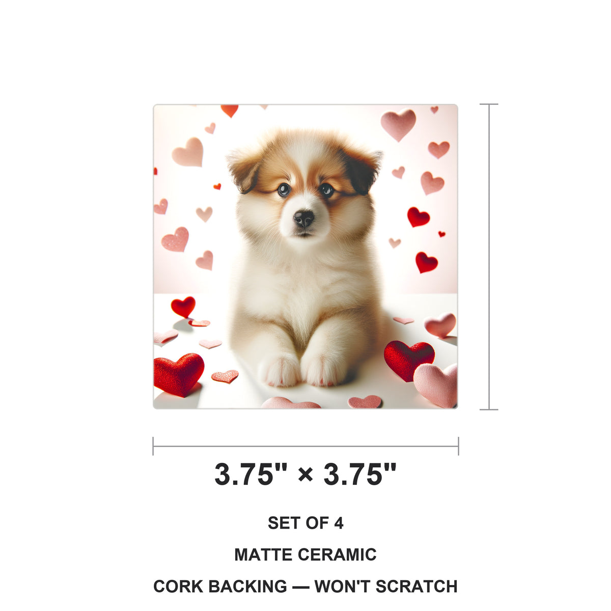 Pomeranian ceramic coasters set of 4, size 3.75 inches