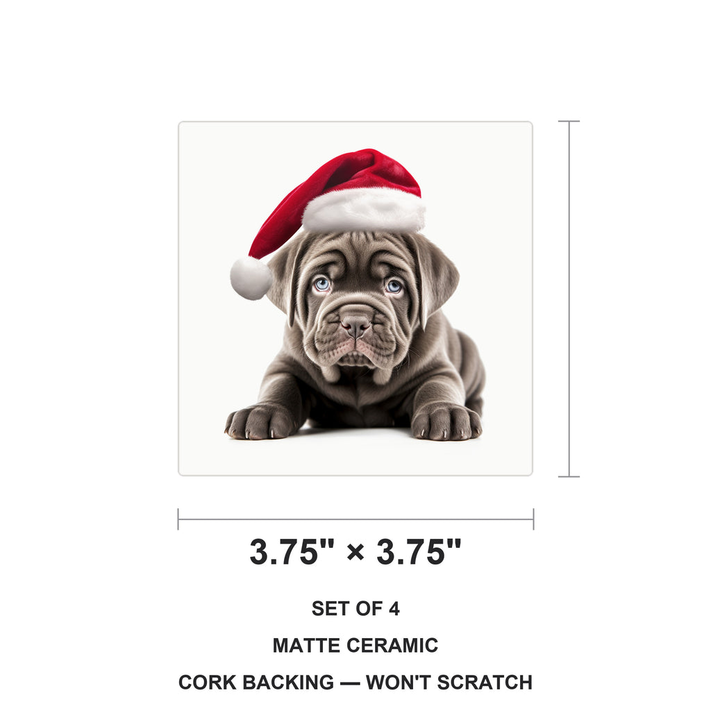 Neapolitan Mastiff Puppy ceramic coasters set of 4, size 3.75 inches