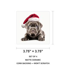 Neapolitan Mastiff Puppy ceramic coasters set of 4, size 3.75 inches