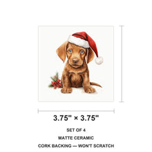 Wirehaired Vizsla Puppy Drawing ceramic coasters set of 4, size 3.75 inches