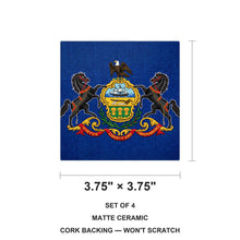 Pennsylvania State Flag ceramic coasters set of 4, size 3.75 inches