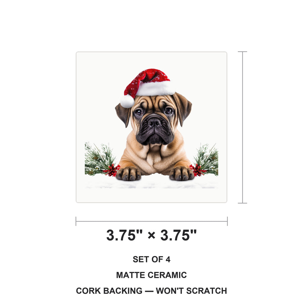 Bullmastiff Puppy ceramic coasters set of 4, size 3.75 inches