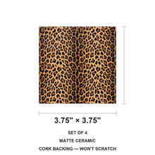 Leopard Print ceramic coasters set of 4, size 3.75 inches