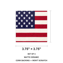 Classic American Flag ceramic coasters set of 4, size 3.75 inches