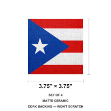 Puerto Rico Flag Pride ceramic coasters set of 4, size 3.75 inches