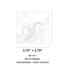 White Marble ceramic coasters set of 4, size 3.75 inches