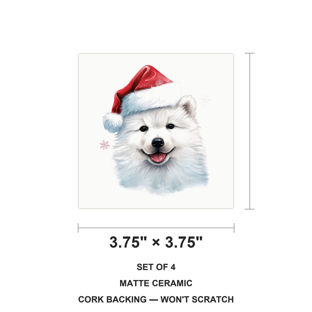 Samoyed Puppy Drawing ceramic coasters set of 4, size 3.75 inches