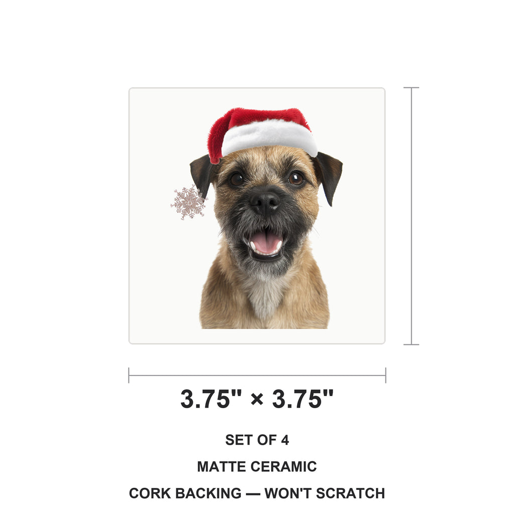 Border Terrier ceramic coasters set of 4, size 3.75 inches