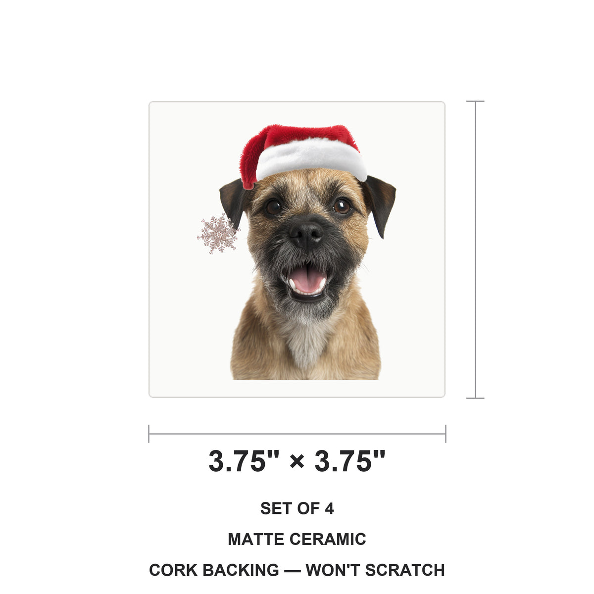 Border Terrier ceramic coasters set of 4, size 3.75 inches
