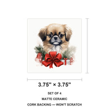 Tibetan Spaniel Puppy Drawing ceramic coasters set of 4, size 3.75 inches