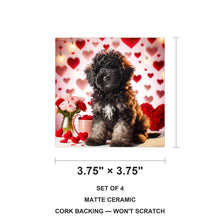 Poodle ceramic coasters set of 4, size 3.75 inches