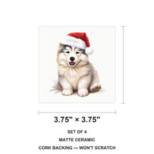 Alaskan Malamute Puppy Drawing ceramic coasters set of 4, size 3.75 inches