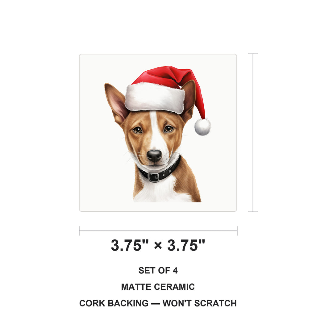 Basenji Puppy Drawing ceramic coasters set of 4, size 3.75 inches